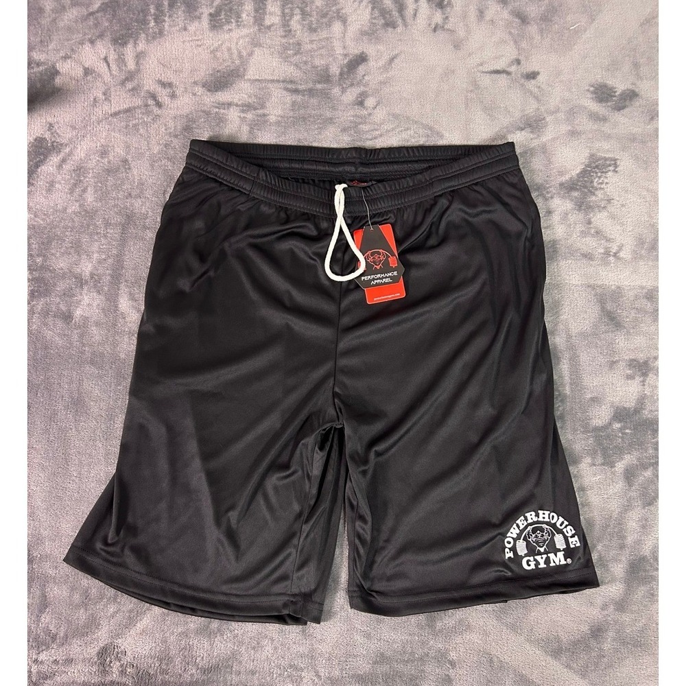 Y2K Powerhouse Gym Athletic Training Shorts Black Men's Size M Weightlifting NWT